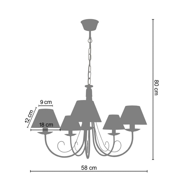 Lustre CÔTE D'IVOIRE A 84cm - 5 Lumières