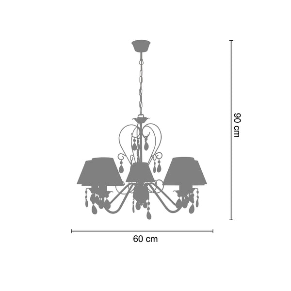 Lustre PAMPILLES  60cm - 5 Lumières