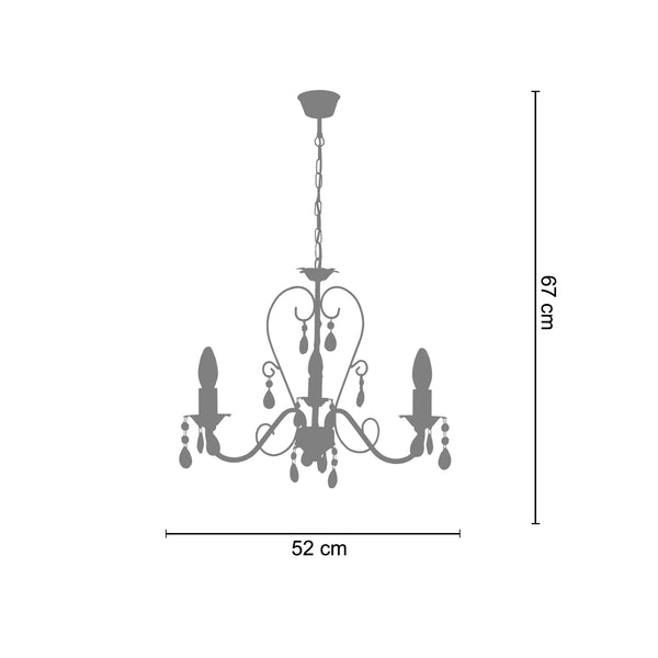 Lustre PAMPILLES C  52cm - 3 Lumières