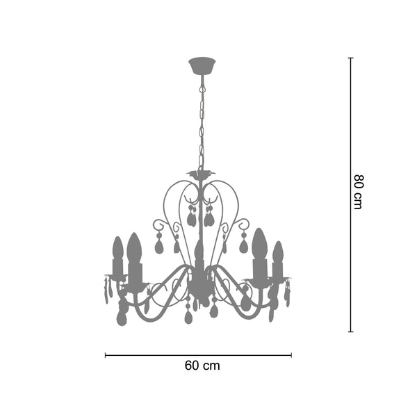 Lustre PAMPILLES  55cm - 5 Lumières