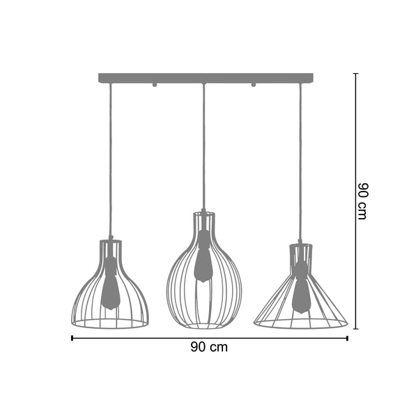 Lustre RUGBY, POIRE, CONE  90cm - 3 Lumières