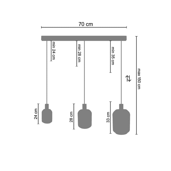 <transcy>Candeeiro de Teto ACTUELLE  60cm - 3 Luzes </transcy>