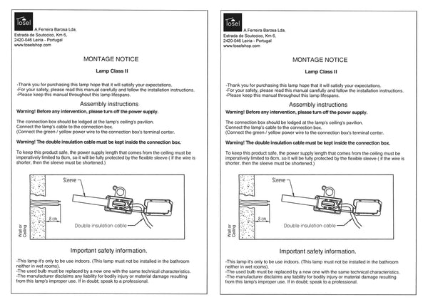 Suspension et plafon Instructions