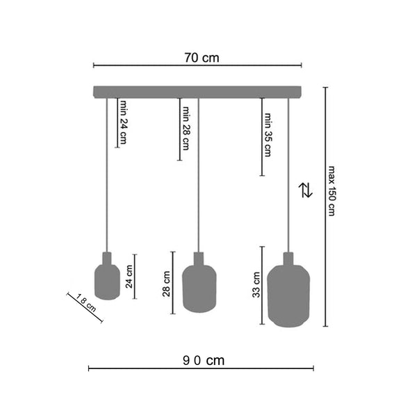 <transcy>Candeeiro de Teto ACTUELLE  60cm - 3 Luzes </transcy>