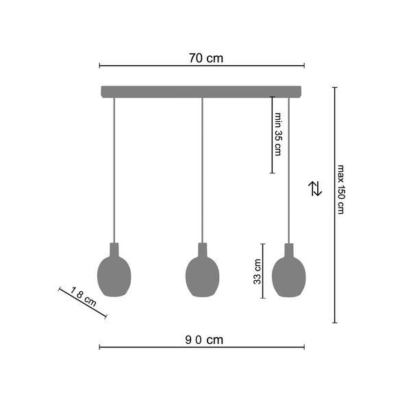 <transcy>Candeeiro de Teto ACTUELLE  60cm - 3 Luzes </transcy>