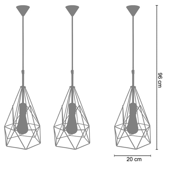 Suspension PYRAMIDAL-LOT 3  20cm - 1 Lumière