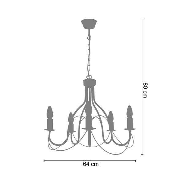 Lustre PROVENÇALE 64cm - 5 Lumiéres