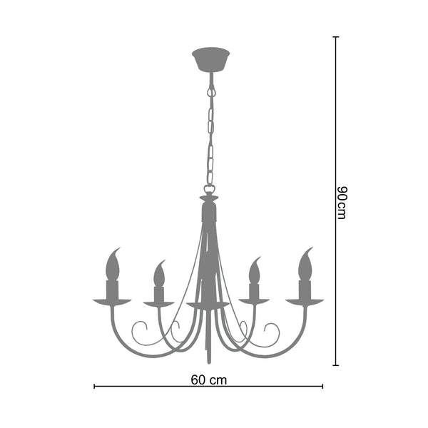 <transcy>Candeeiro de Teto CÔTE D'IVOIRE  70cm - 5 Luzes </transcy>