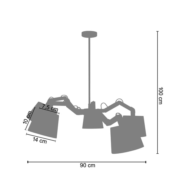 <transcy>Candeeiro de Teto FREKI  90cm - 5 Luzes </transcy>