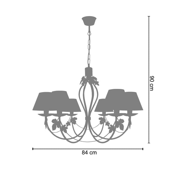 <transcy>Candeeiro de Teto PUY  84cm - 6 Luzes </transcy>