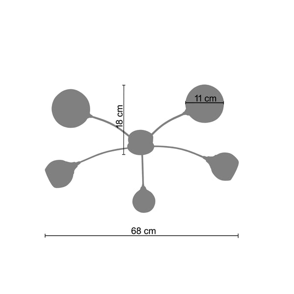 <transcy>Candeeiro de Teto ACTUELLE  70cm - 5 Luzes </transcy>