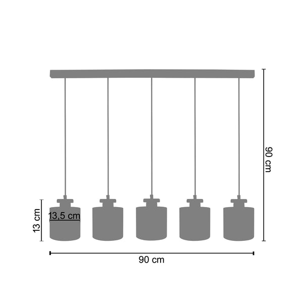 <transcy>Candeeiro de Teto UZIBUZE  90cm - 5 Luzes </transcy>