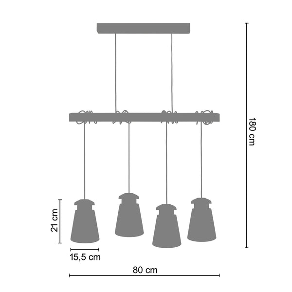 <tc>Candeeiro de Teto HARLEM B  80cm - 4 Luzes</tc>