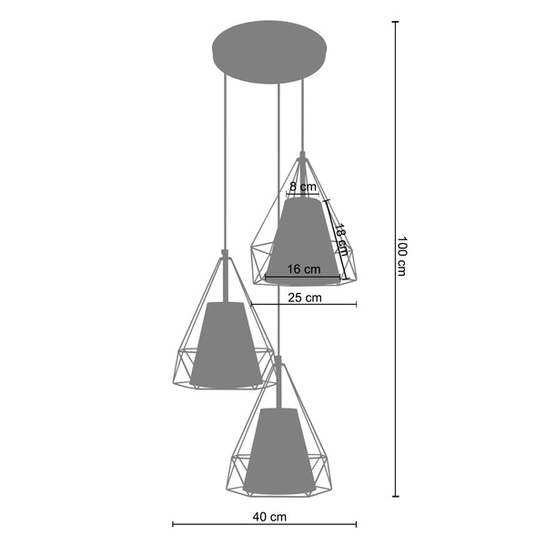 <tc>Candeeiro de Teto GALLIPOLI  40cm - 3 Luzes</tc>