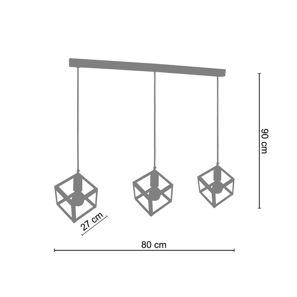 Lustre HEXAÈDRE A 90cm - 3 Lumiéres