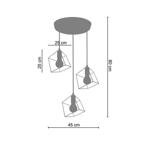 <tc>Candeeiro de Teto SQUARE  80cm - 3 Luzes</tc>