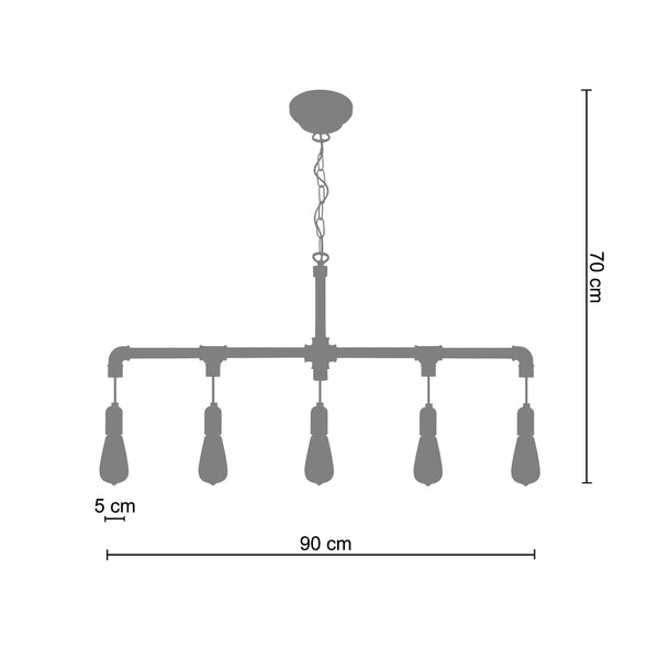 Lustre HYDRAULIK B 90cm - 5 Lumières