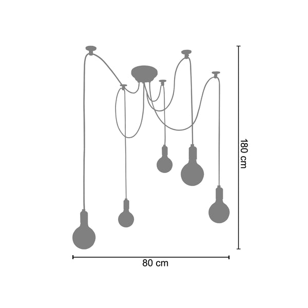 <transcy>Candeeiro de Teto KRAKE  80cm - 5 Luzes </transcy>