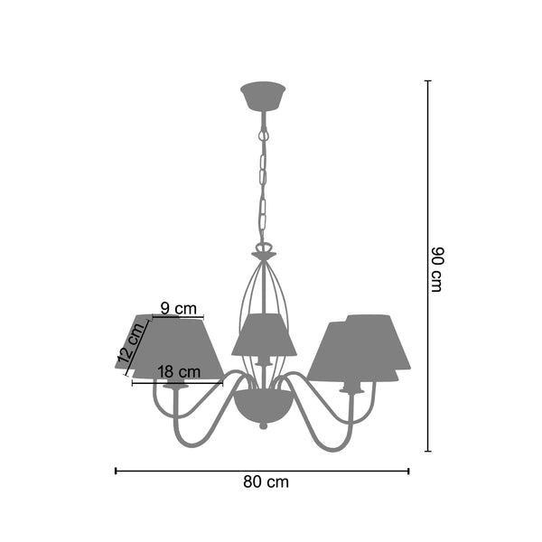 <transcy>Candeeiro de Teto EPOCA  80cm - 5 Luzes </transcy>