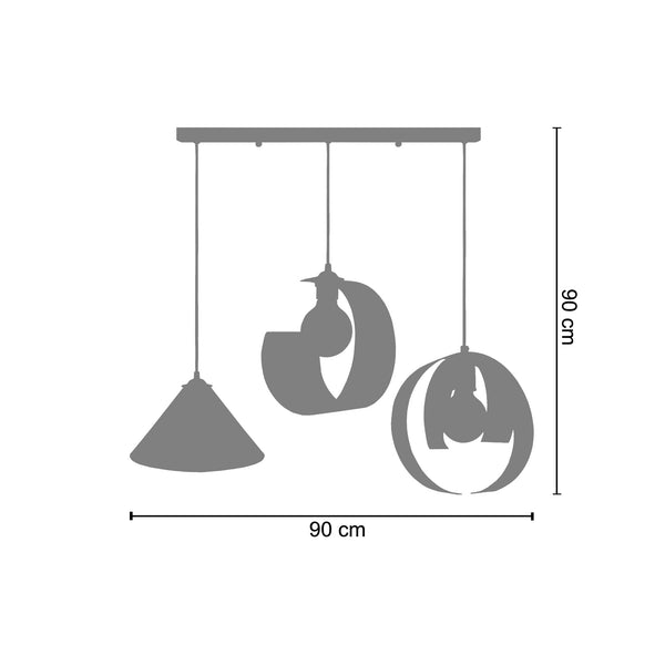 Lustre KONE,LUNE,TOUVOIS  90cm - 3 Lumières