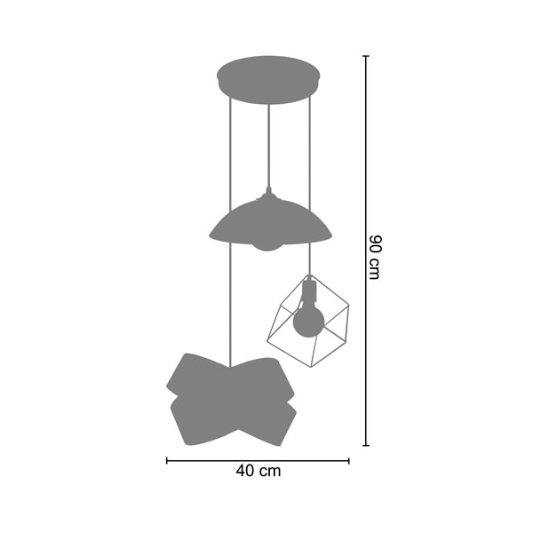 <tc>Candeeiro de Teto DEMILUNE,SQUARE,GORGES 1 40cm-3 luzes</tc>