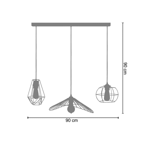 <tc>Candeeiro de Teto OLYMPIA, LADY, VILLEPOT   90cm - 3 Luzes </tc>