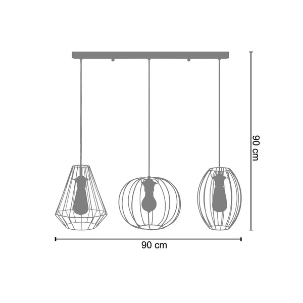 <tc>Candeeiro de Teto DIAMOND,PACENTRO,ASOLO 90cm-3 luzes</tc>