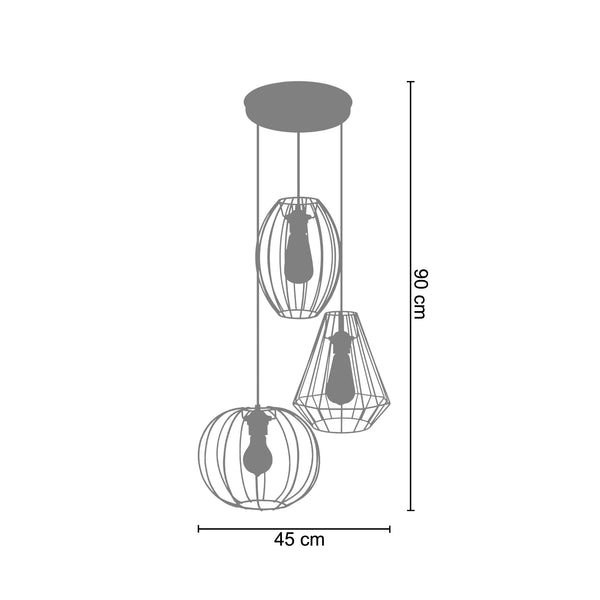 <tc>Candeeiro de Teto DIAMOND,PACENTRO,ASOLO 45cm-3 luzes</tc>