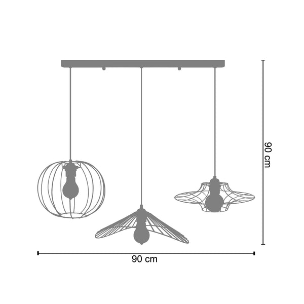 <tc>Candeeiro de Teto ASOLO,LADY,UFO 90cm-3 luzes</tc>