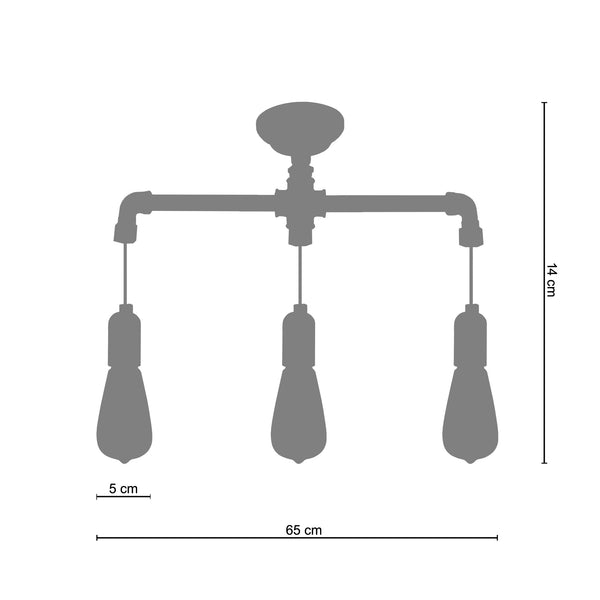 Plafonnier HYDRAULIK 65cm - 3 Lumières