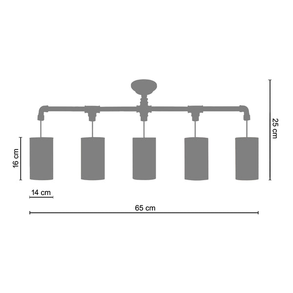 Plafonnier HYDRAULIK 65cm - 5 Lumières