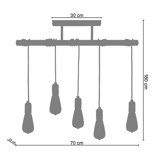 <transcy>Plafon BROOKLYN  70cm - 5 Luzes </transcy>