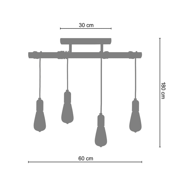 Plafonnier BROOKLYN 60cm - 4 Lumières