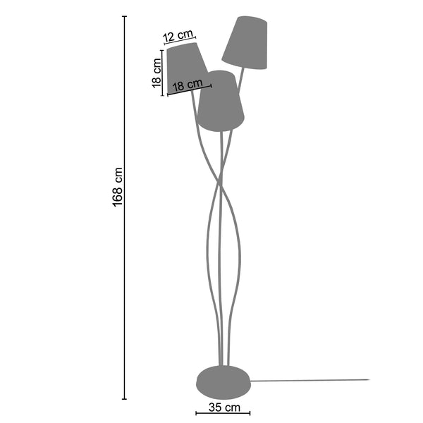 Lampadaire LILLE 168cm - 3 Lumières