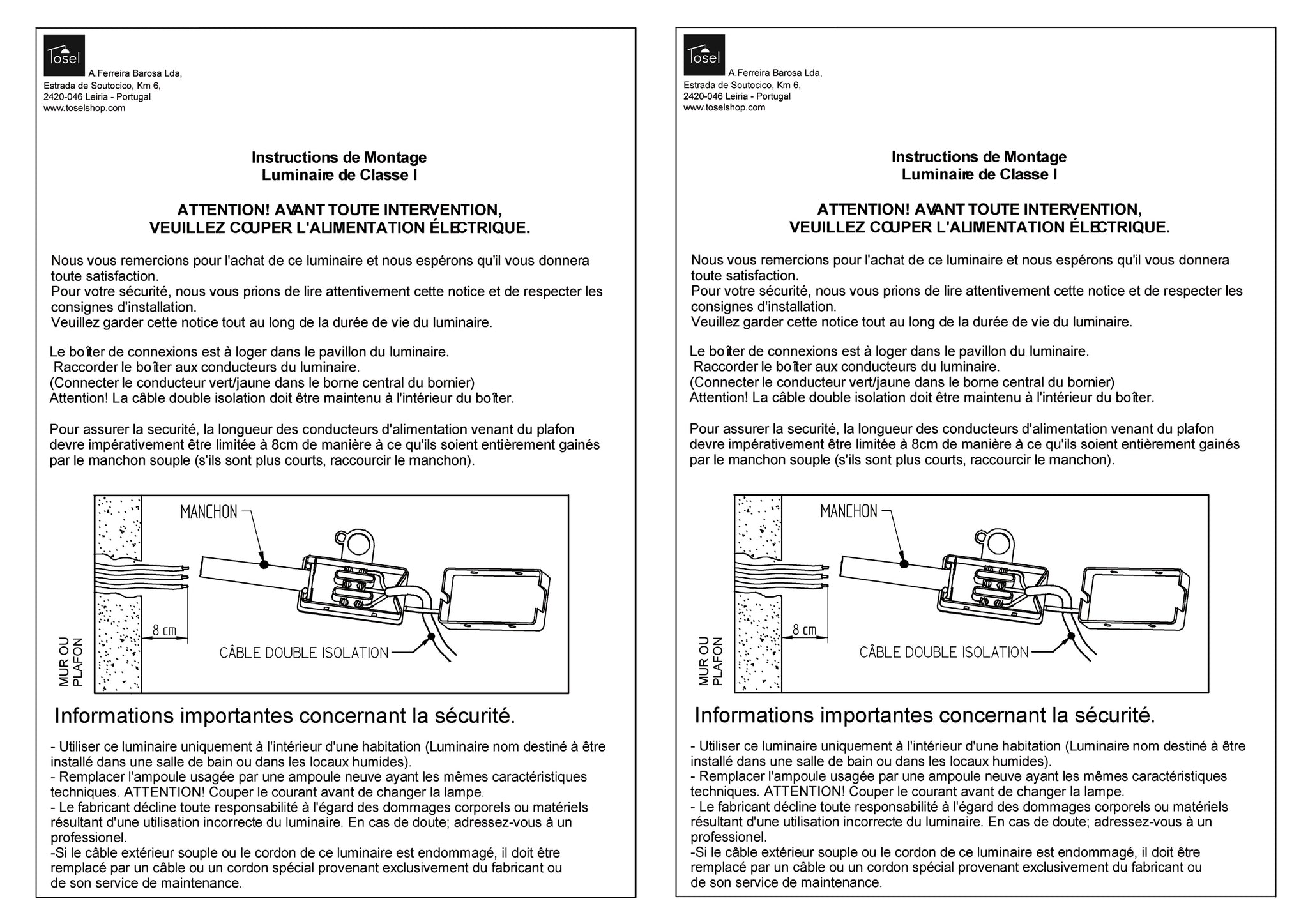 Suspension et plafon Instructions