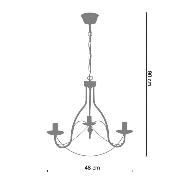 <transcy>Candeeiro de Teto PROVENÇALE  48cm - 3 Luzes </transcy>